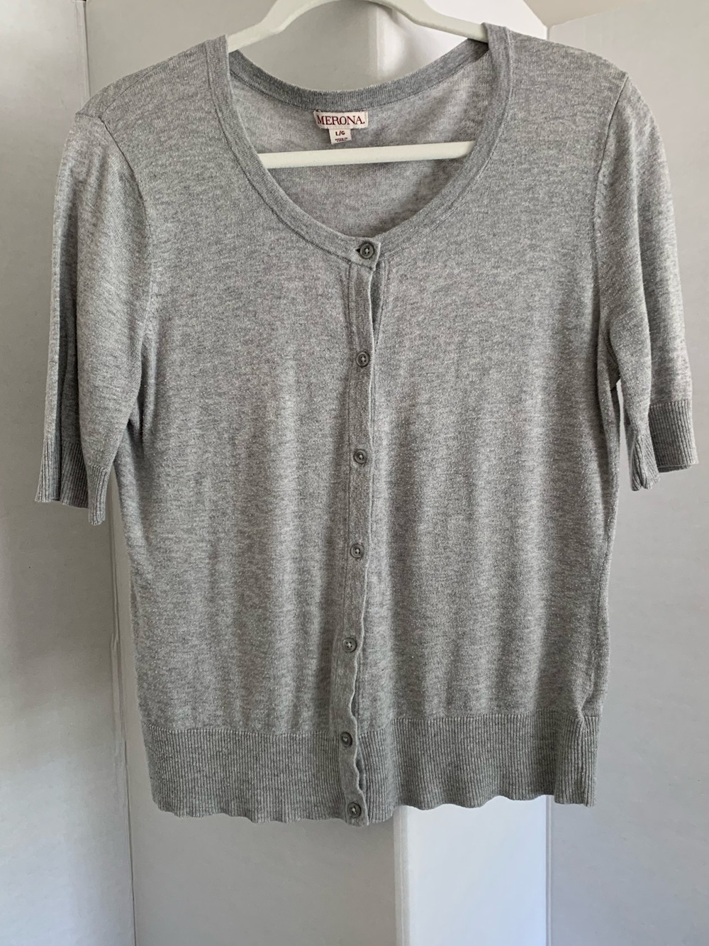 Merona Heather Gray Short Sleeve Button Cardigan
